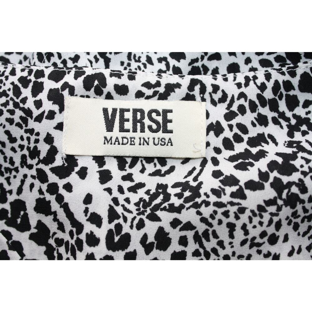VERSE Women's Tops Blouse Medium Black & White Animal Print V-Neck Tunic‎ - Picture 4 of 5